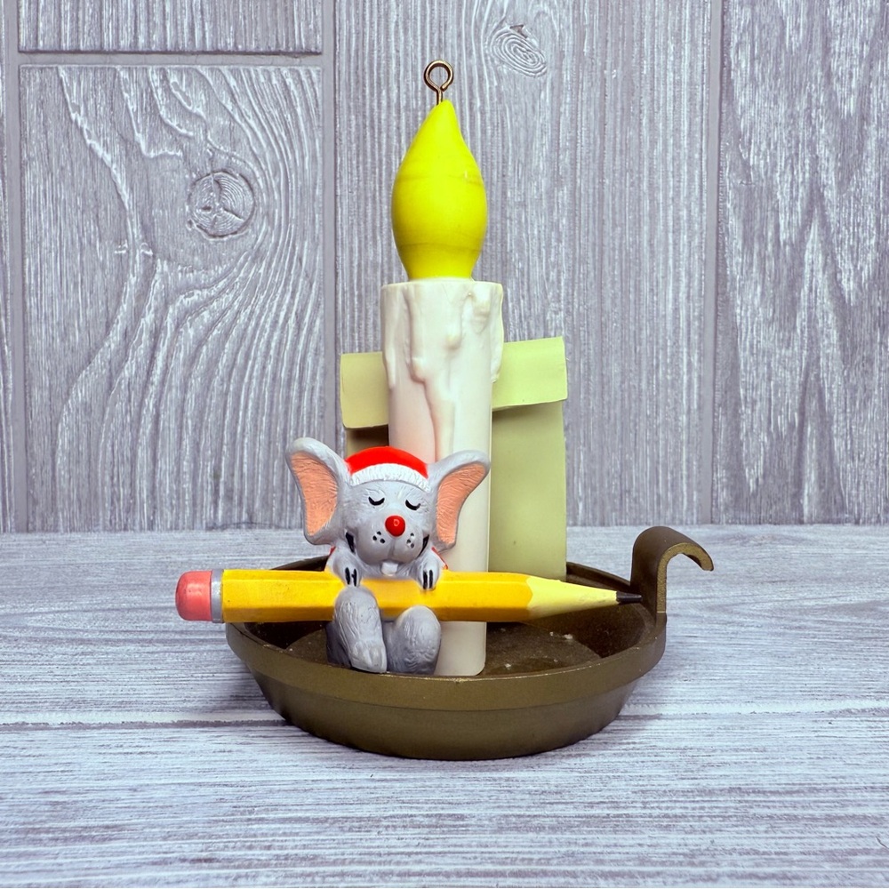 Vintage Noma Mouse Candle Santa Letter Christmas Candlestick Ornament rotating